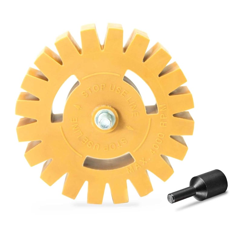 EWK Serrated Decal Eraser Wheel, Rubber Remover Wheel for Drill, Ideal for Adhesives, Pinstripes, and Decals Removal - Image 1